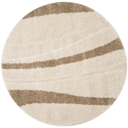 Safavieh Shag Round RugCream & Dark Brown 5 x 5 ft. SG451-1128-5R